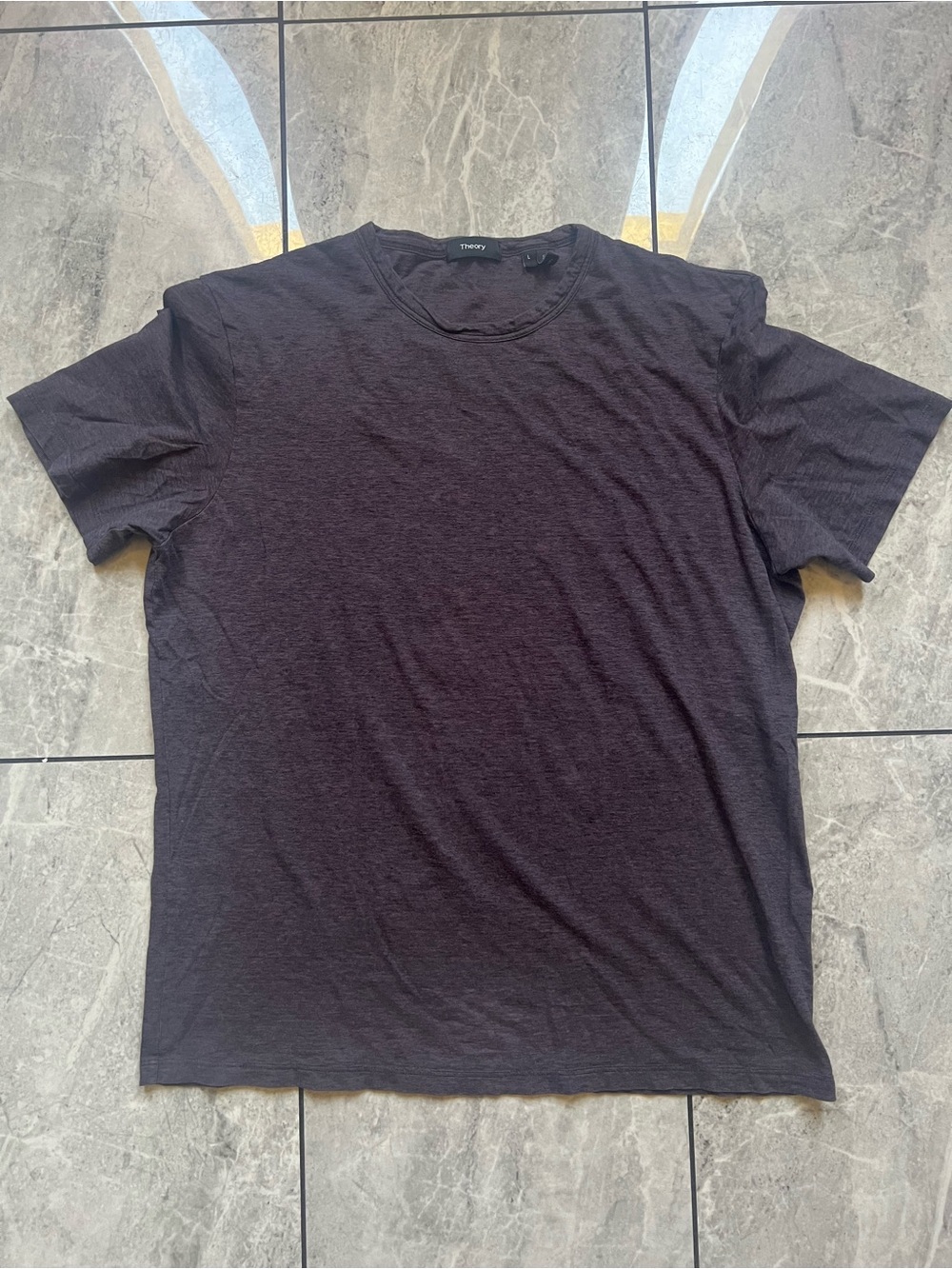 Theory Men's Essential Slub Cotton Crewneck T-Shirt Purple Striped L ShortSleeve
